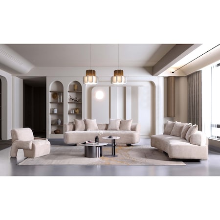 Manhattan Comfort 3-Piece Verandah 90.6 in. Sofa, 112 in. XL Sofa, and Accent Chair in Beige 3-SFLSAC17-BE